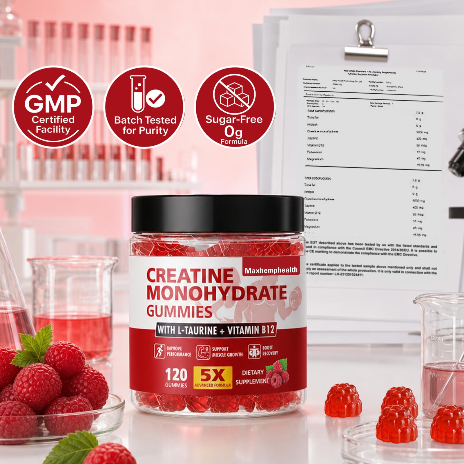 Creatine Gummies for Women, 5g Creatine Monohydrate, 120 Count | Creatine for Women with 5g per Serving, Raspberry Taste, Vegan-Friendly Chewables for Daily Workout Routines — Amazon image 5