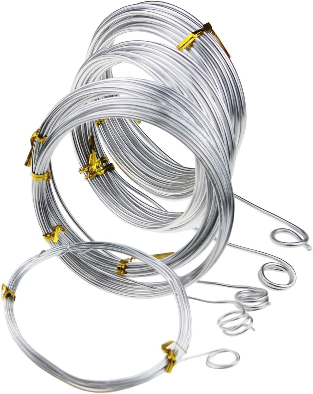 Silver Aluminum Craft Wire, 5 Assorted Sizes (1 mm, 1.5 mm, 2 mm, 2.5 mm and 3 mm in Thickness) Aluminum Wire Rolls for DIY Sculpture and Crafts, Each Roll 16.4 Feets / 5 Meters Length