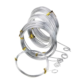 Silver Aluminum Craft Wire, 5 Assorted Sizes 1mm, 1.5mm, 2mm, 2.5mm, 3mm | Each Roll 16.4 Feet / 5 Meters Length, For DIY Sculpture and Crafts