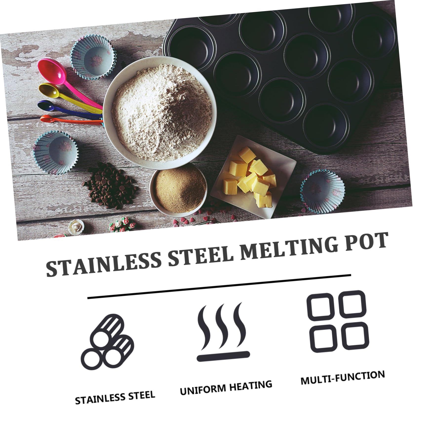 COLLBATH Melting Pot Pan Lid Melting Chocolate Butter Melt Pan Melt Chocolate Wafers Cooking Cheeses for Long Time Use