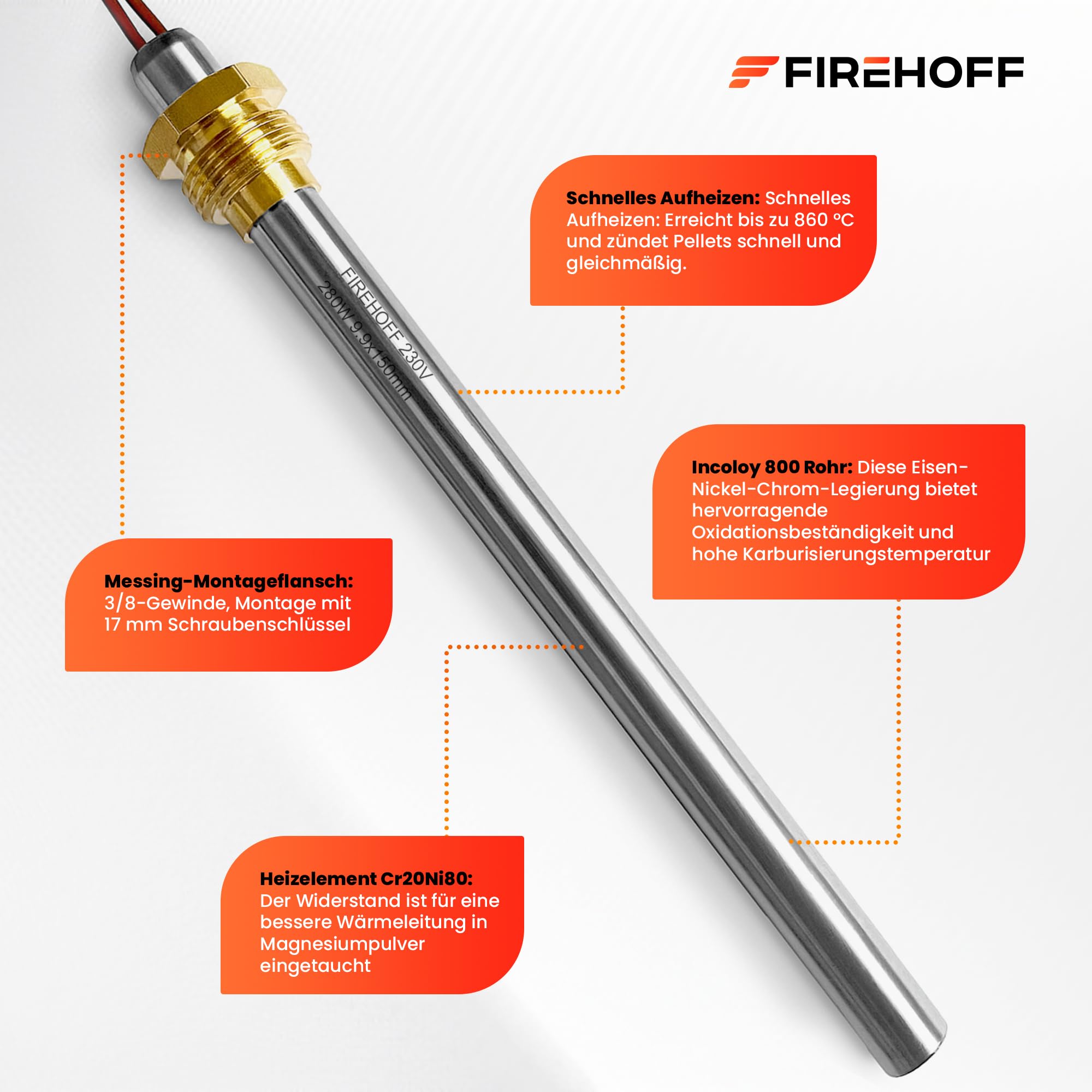 Candela Accensione Stufa A Pellet Generica - 150mm, 280W, Dado 3/8, Compatibile Con Piazzetta, MCZ, E Altri - Foto 12