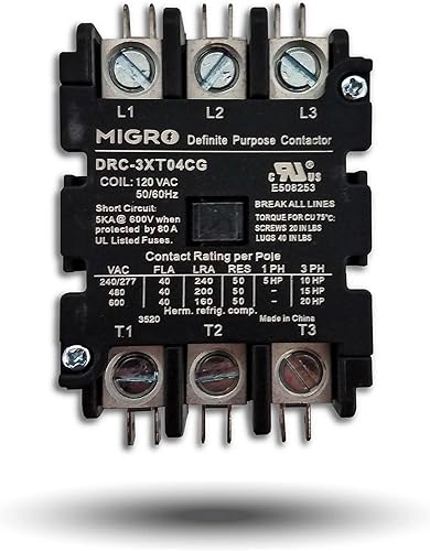 Miniatura 6 de Migro Contactor de iluminación resistente de 2 postes de 40 amperios Modelos de 2 polos (voltaje de bobina de 2 polos 120VCA)