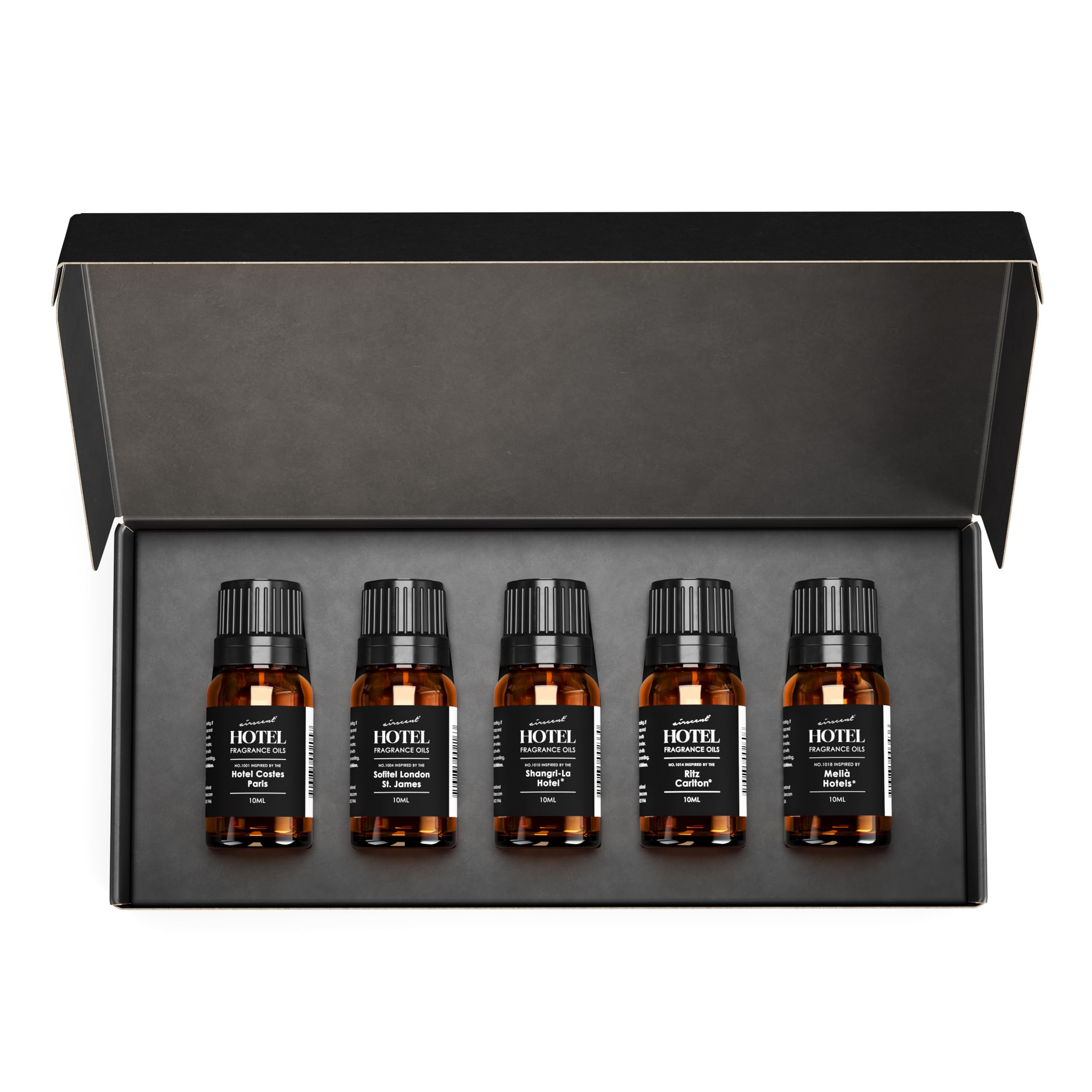AirScent Hotel Diffuser Oil Gift Set - International Traveler Hotel Scents - 10 mL, 0.34 fl oz Fragrance Oil Set - Inspired by The London St. James, Shangri-La, Costes Paris, Ritz Carlton and Melia