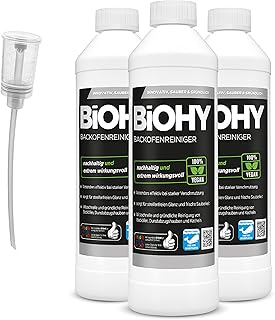 BiOHY Wysoko skoncentrowany środek do czyszczenia piekarnika (butelka 3 x 500 ml) + dozownik | profesjonalny środek do czyszczenia grilla, odtłuszczający tłuszcz bardzo mocny | do łatwego i szybkiego czyszczenia piekarnika | usuwa uporczywe zatkanie