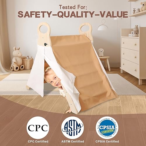 Miniatura 5 de LVHERO Juego de triángulos Pikler 7 en 1, juguetes de escalada plegables para niños con rampa deslizante y rampa de arco de escalada, juego de