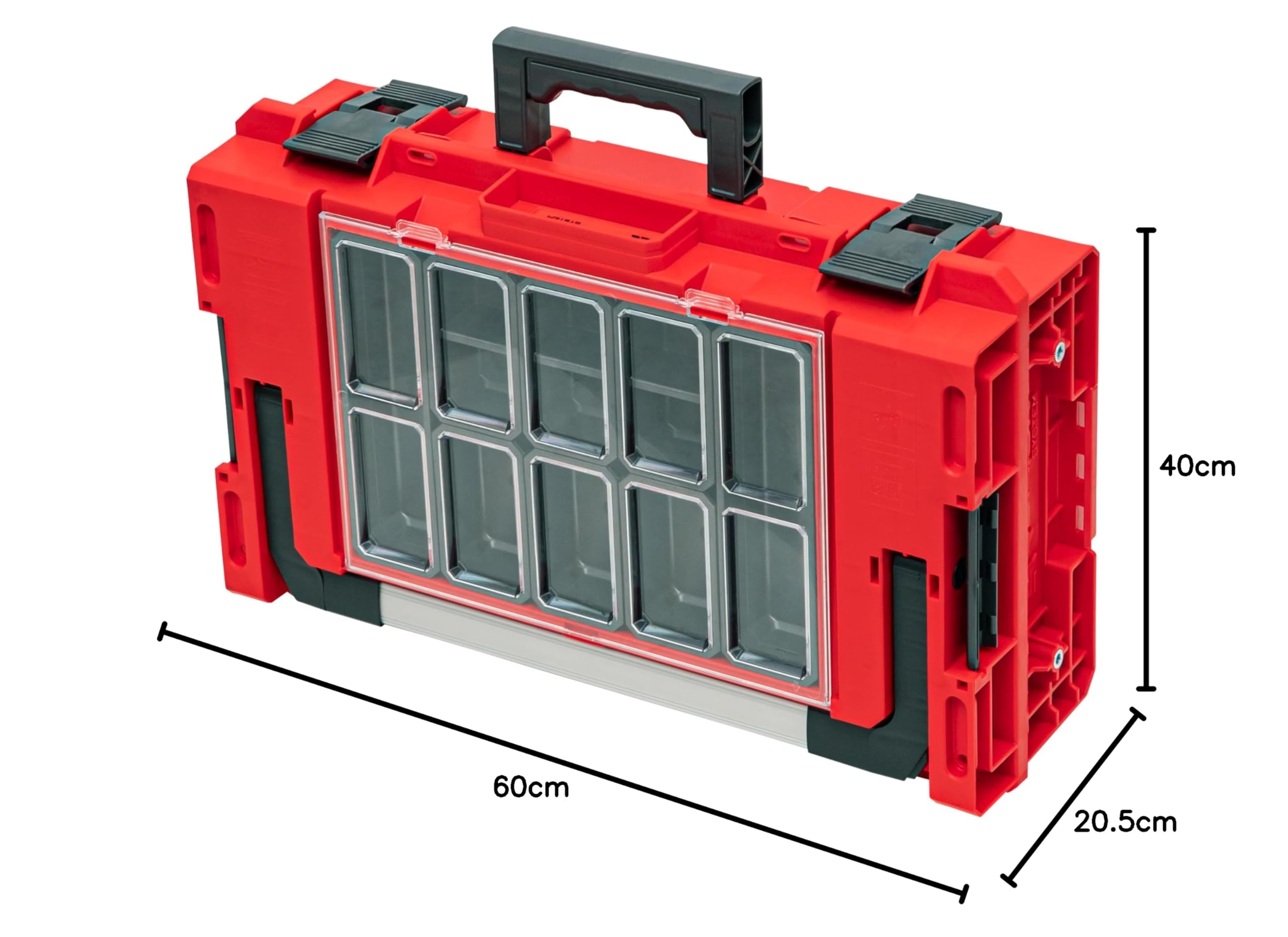 QBRICK SYSTEM Walizka narzędziowa skrzynka narzędziowa pusta skrzynka narzędziowa ONE 200 2.0 Expert RED Ultra HD czerwona 600 x 400 x 205 mm