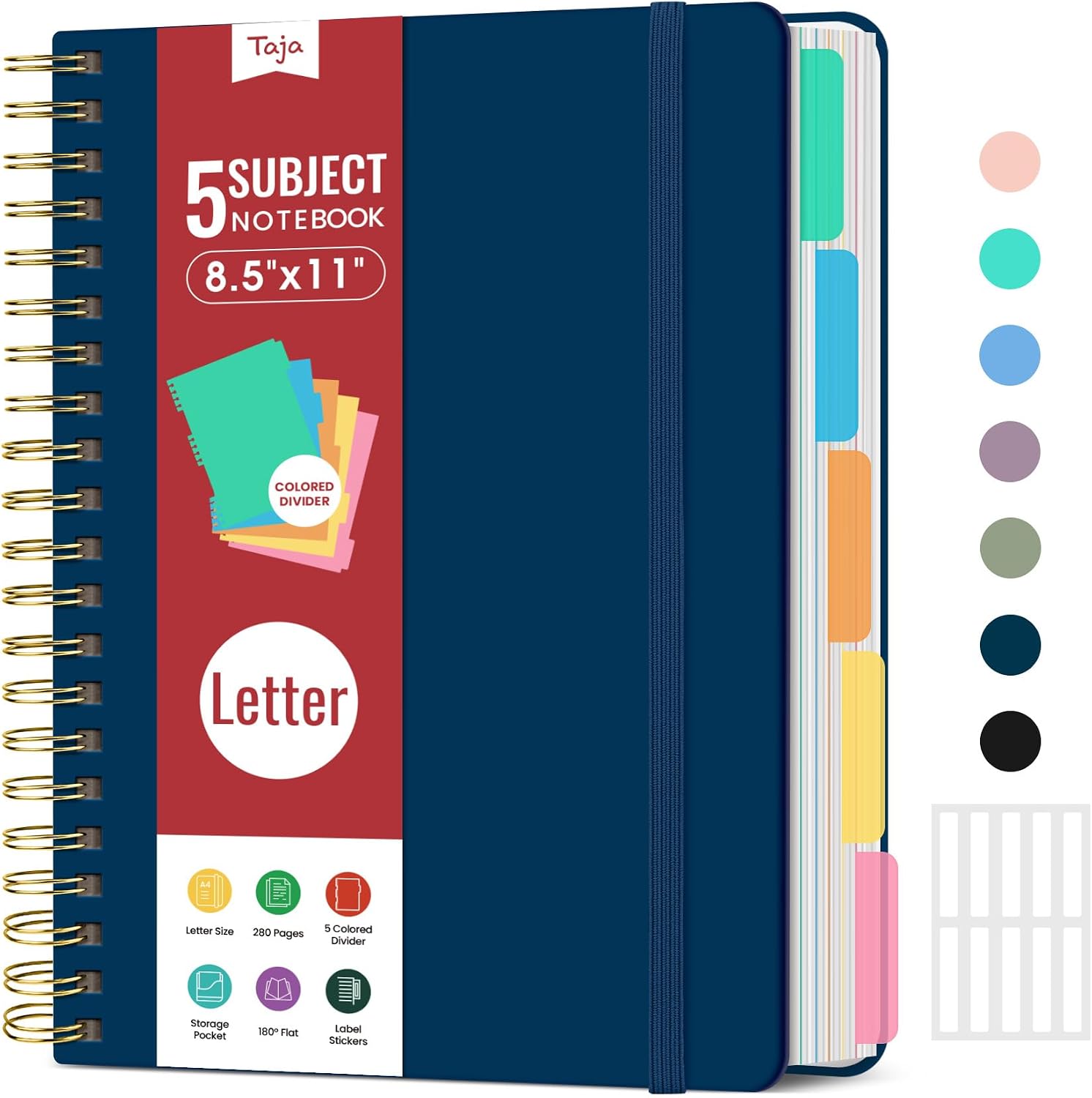  Spiral Notebooks for Work 5 Subject Notebook with Removable Dividers thumbnail