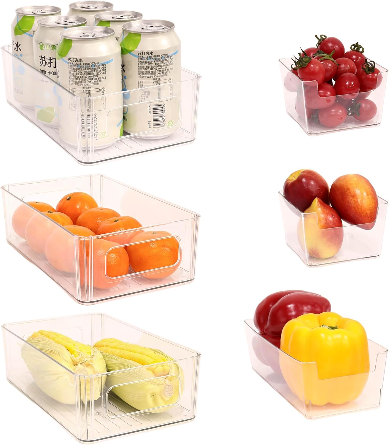 Clear Refrigerator Organizer Bins: 6-Pack with Handles for Easy Storage Clear Refrigerator Organizer Bins: 6-Pack with Handles for Easy Storage