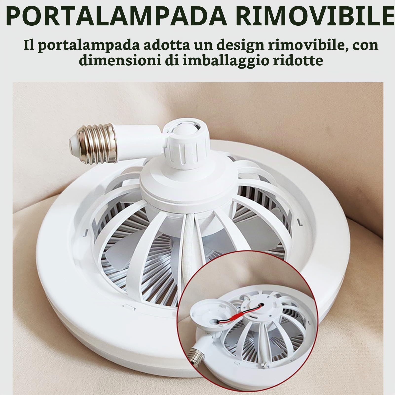 Elprico Ventilatore da Soffitto E27 con Luci, Ventilatore da Soffitto con Presa 30 W con Telecomando, Ventilatore da Soffitto a Basso Profilo Piccoli Spazi Camera da Letto Home Office