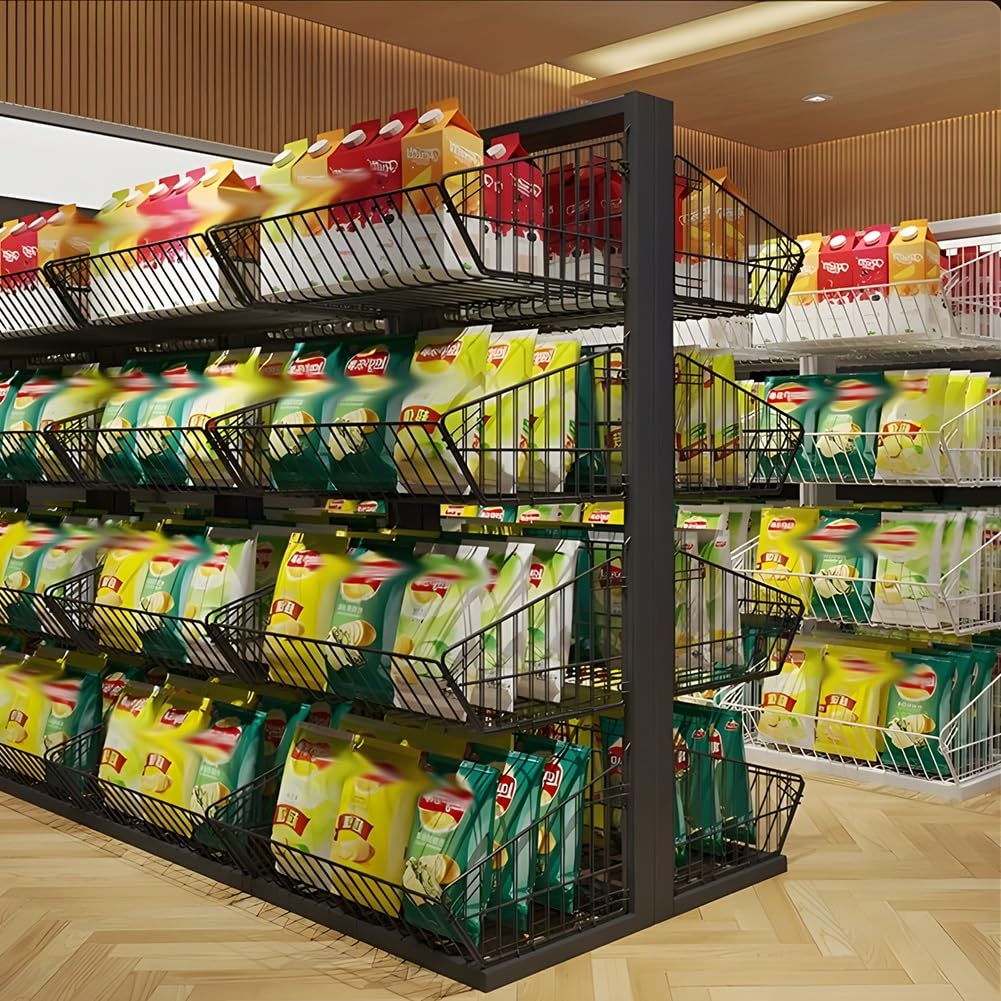 Półki na przekąski w supermarkecie, metalowy stojak, owoce, warzywa, przekąski(Biały 62x37x140 cm)