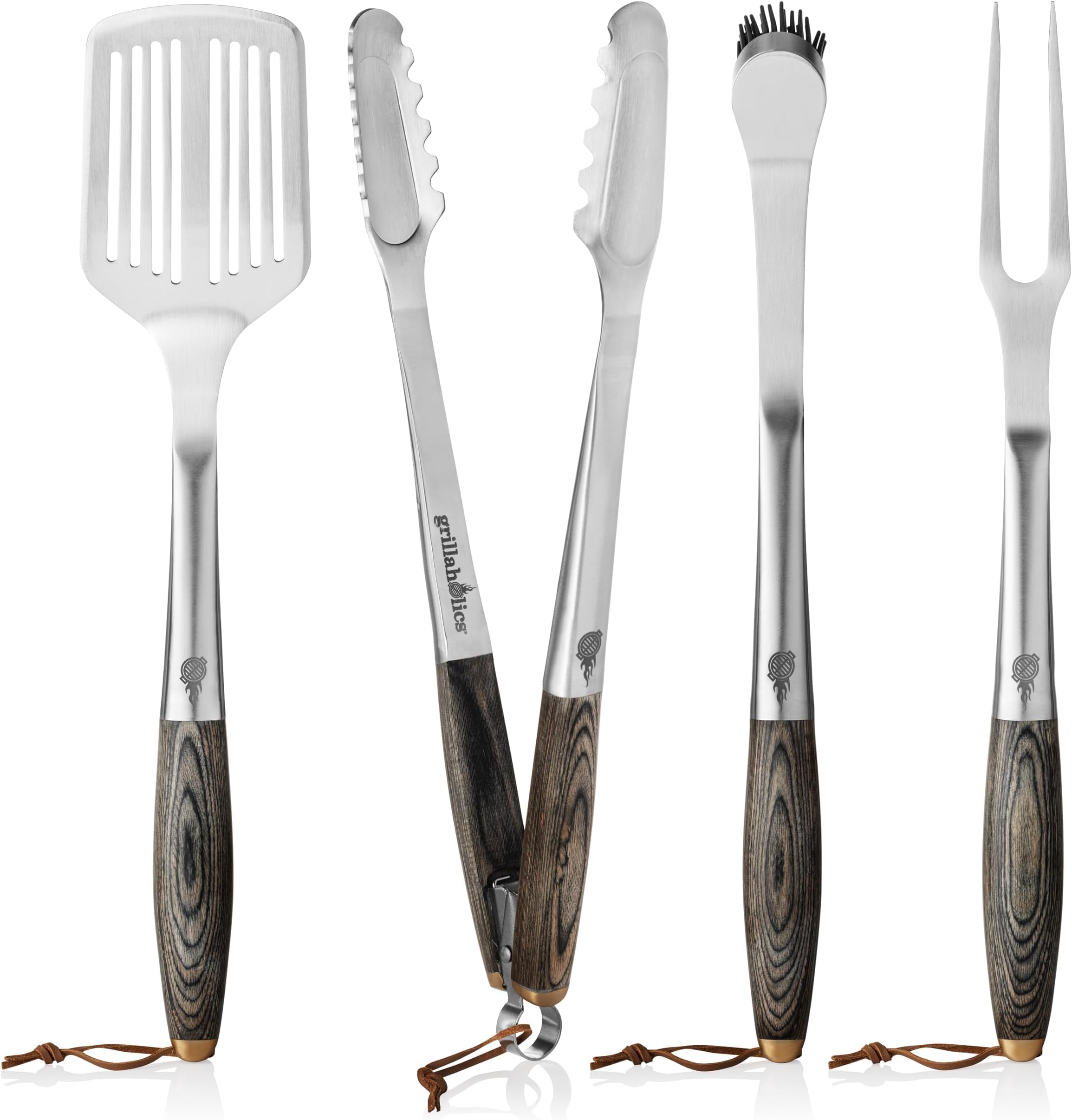 Premium BBQ Grill Tools – The Ultimate Grilling Gift for Dad - Luxury 4-Piece Barbecue Utensils Grill Set with Wooden Gift Box