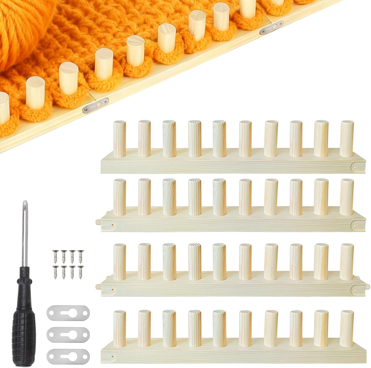 SAQVX 65" Chunky Blanket Loom - Extra Large Foldable Wood Frame - Adjustable DIY Hand Knitting Loom for Beginners - Portable Chunky Yarn Loom for 38 42 48 55 58 60 65 Inch - Relaxing Craft Gift