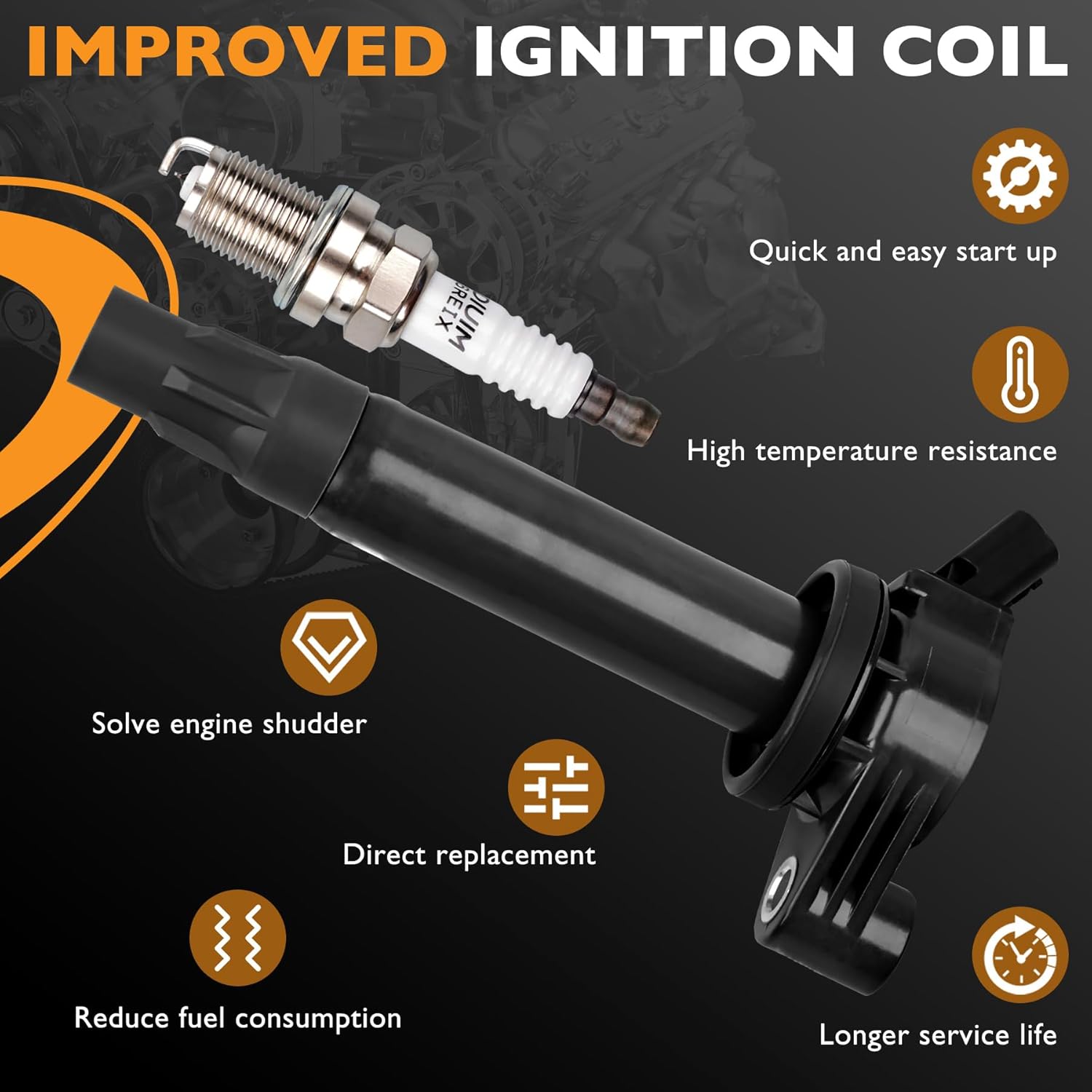 HQPASFY UF506 Ignition Coils & Iridium Spark Plugs Pack Set of 6 Compatible with Lexus ES330 RX330 RX400h 2004-2009, Toyota Camry Highlander Sienna Solara V6 3.3L 2004-2010 Repalce#E1006, C1452