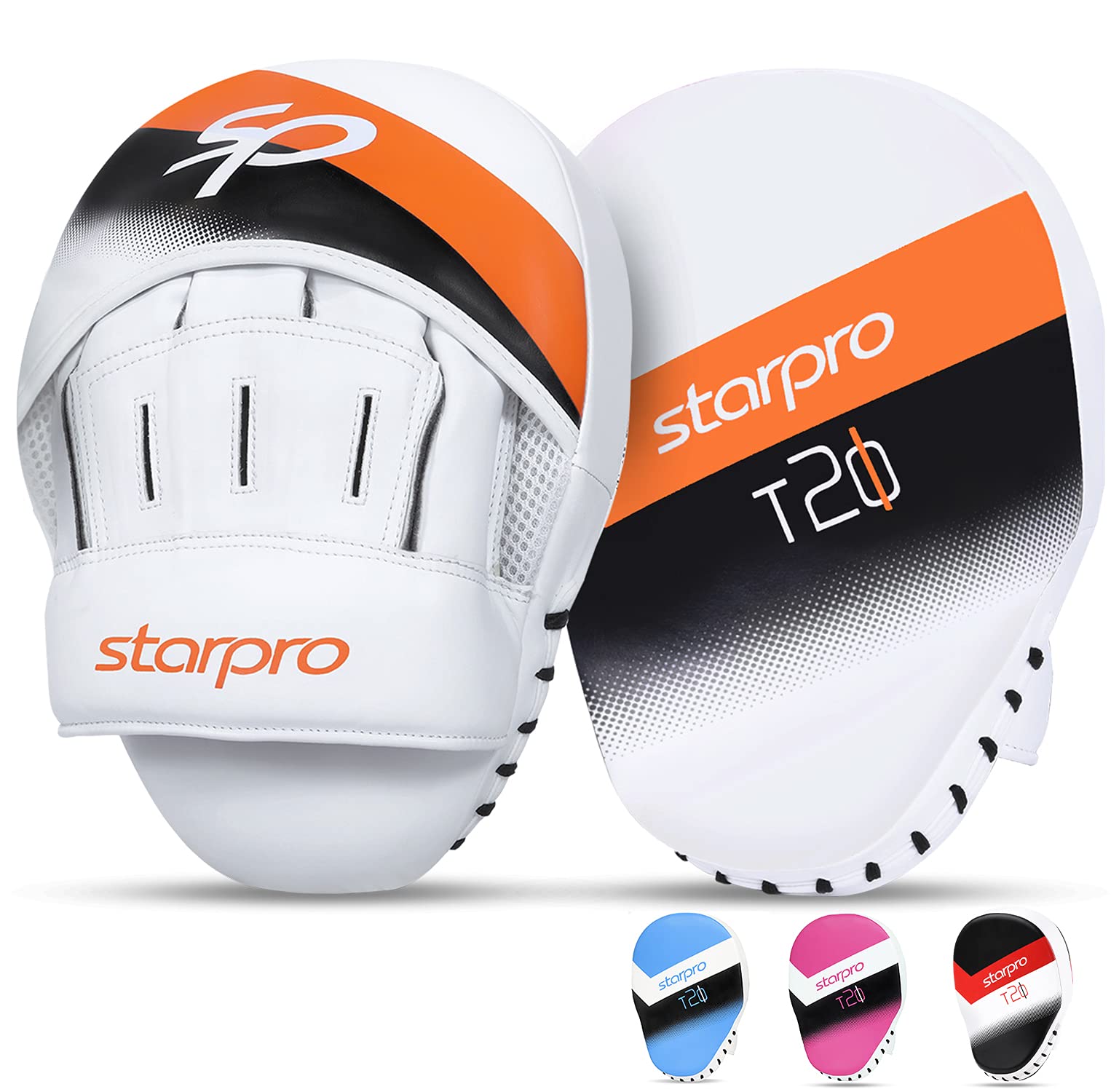 Starpro Boxing Pads Focus Curved Mitts - MMA Punch Mitts, Hook and Jab Target Hand Pads | Muay Thai, Karate Training, Martial Arts, Kickboxing | Synthetic Leather | Padded Punching, Coaching Shield