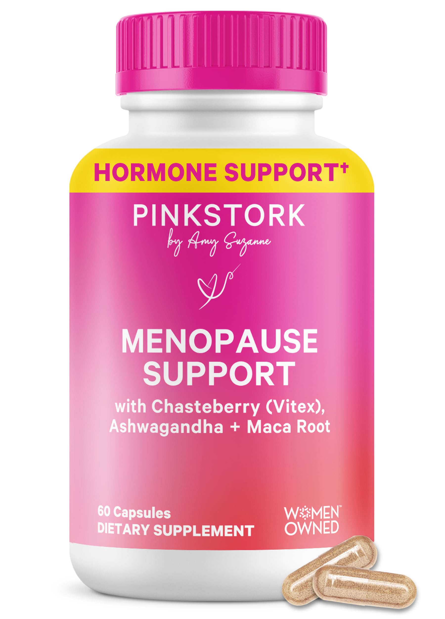 Menopause Support for Women - Hot Flash, Mood, Sleep, Weight, Cortisol & Hormonal Balance - Vegan, Estrogen-Free Perimenopause Relief - Ashwagandha, Maca - 60 Capsules
