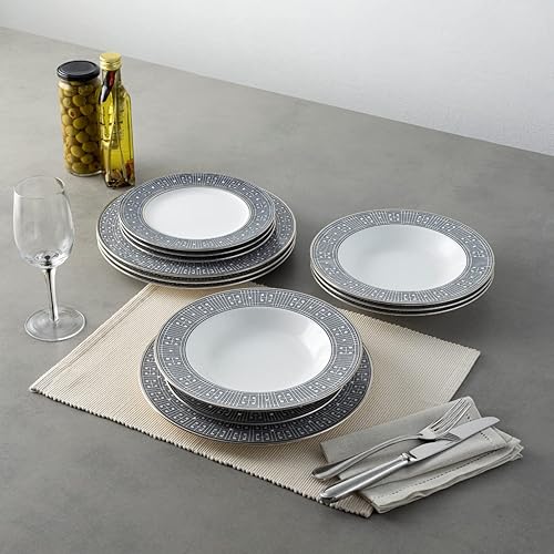 Miniatura 3 de Noritake Infinity - Juego de 12 piezas, servicio para 4 pulgadas, negrografitogris, multicolor