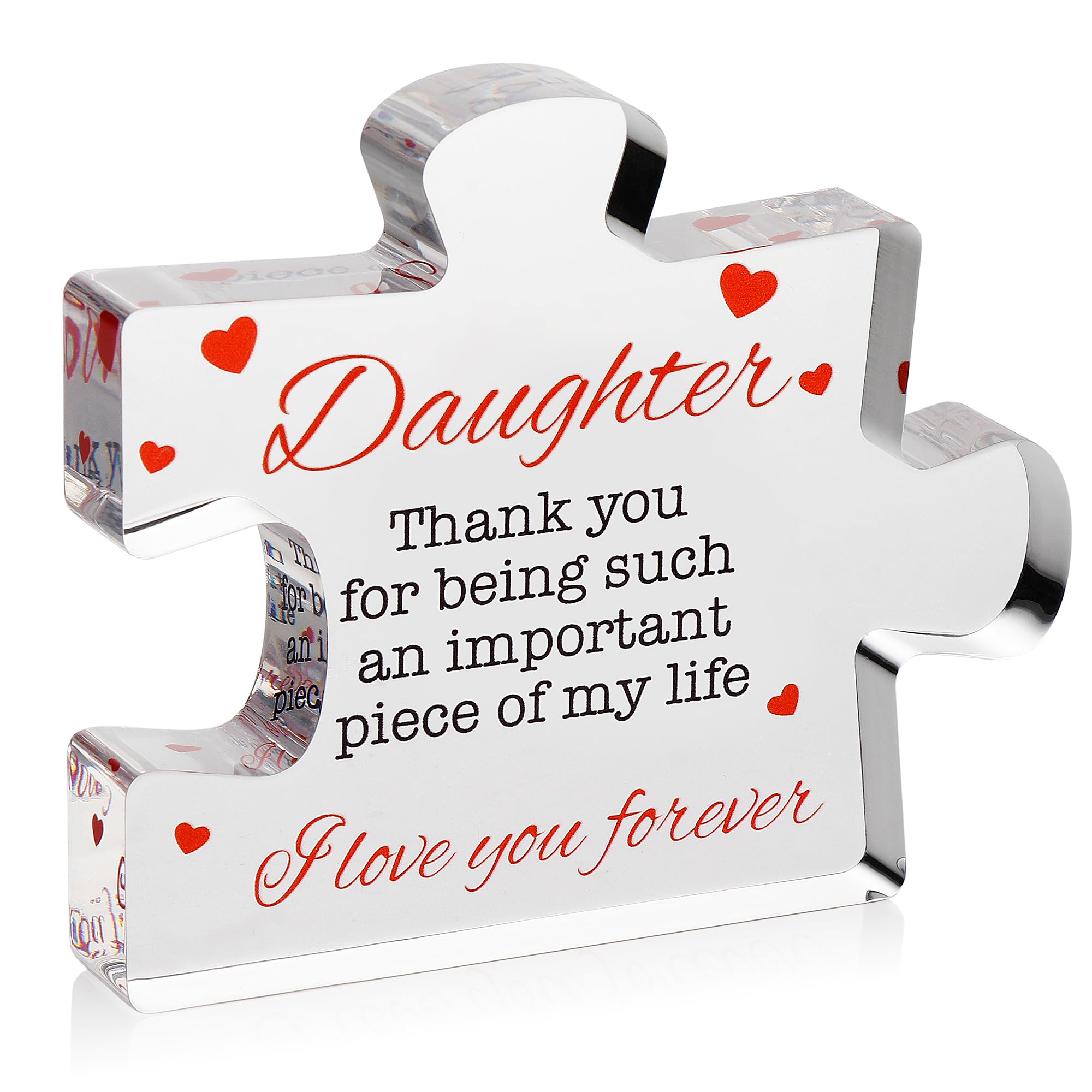 VELENTI Engraved Acrylic Block Puzzle - Daughter Gift from Mom and Dad - Cute Father, Mother to Daughter Gift for Home Decor