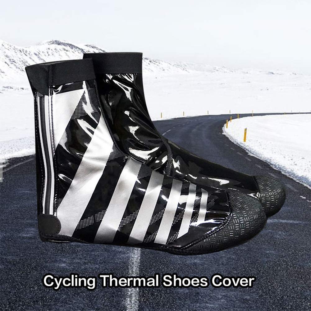 Cubrezapatillas Impermeables para Ciclismo, Alta Elasticidad, Superficie de Cuero Brillante Cubrezapatillas para Bicicleta de Carretera de Invierno, Protector para cubrezapatos para MTB