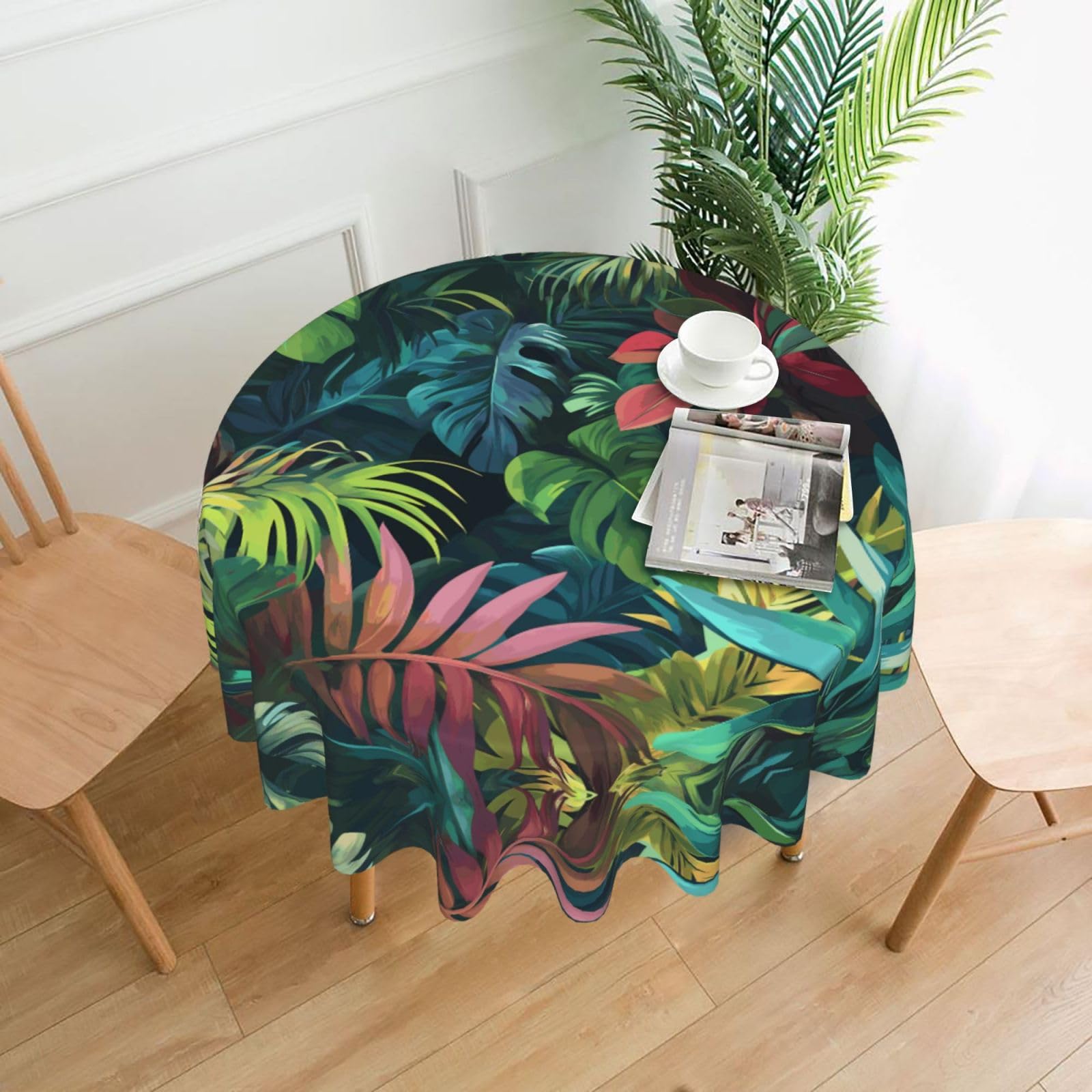 HLBSDM of Plants Printed Practical Round Tablecloth, Durable, Suitable for Home, Restaurant, Hotel, Gathering, and Decorative Table Covers