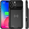 Funda Cargadora con Batería para iPhone 16 Pro Max, Funda Protectora Delgada Tipo-C con Carga Inalámbrica, Cargador Portátil Recargable de 8500mAh - Negro 1