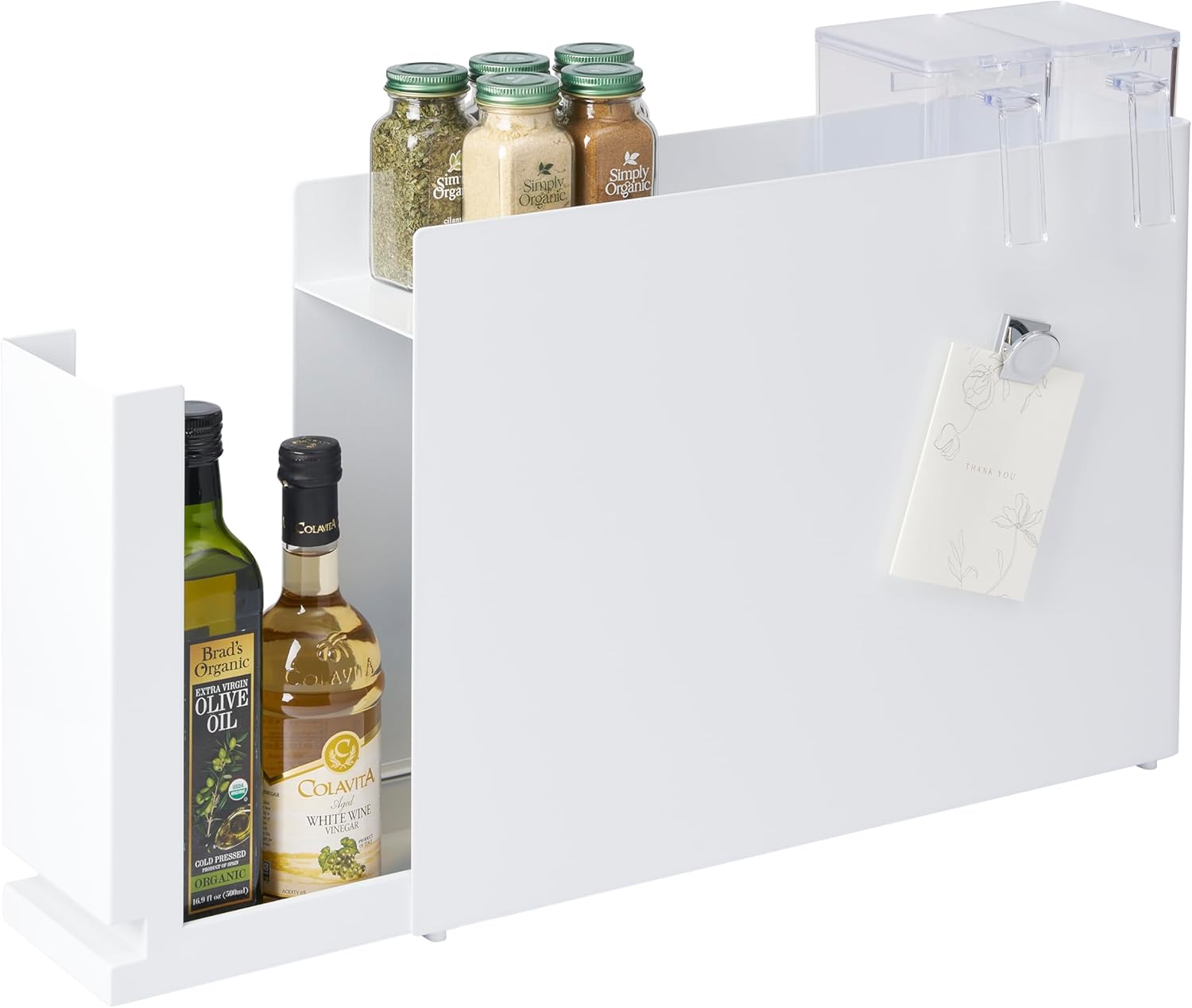 Yamazaki Home Tower Seasoning Condiments Spice Rack With Drawer, Kitchen Food Storage Container – Steel