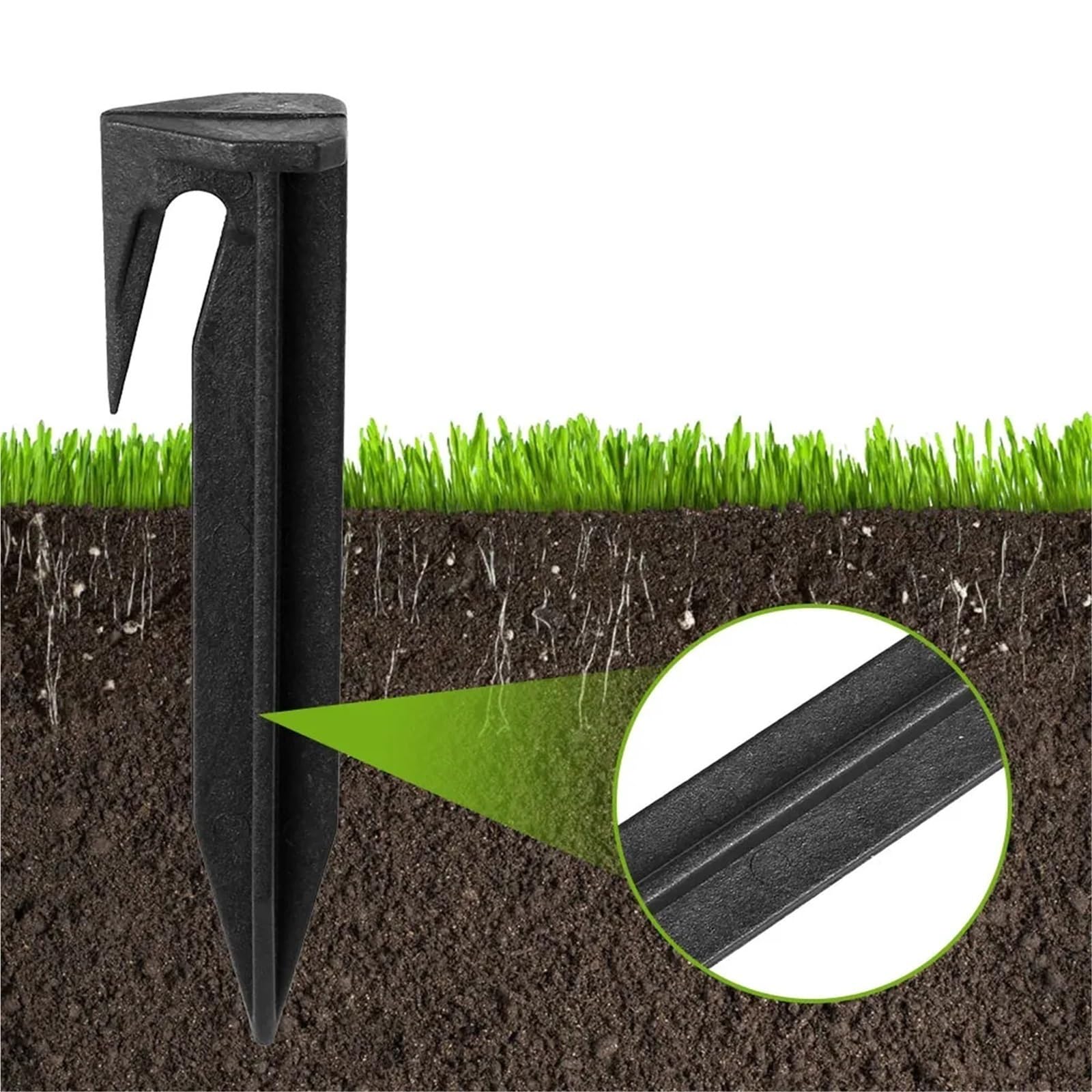 100/200 Pezzi di picchetti for Tosaerba, Chiodi perimetrali, Ancoraggio in plastica, perni Fissaggio al Terreno del Giardino per Fissaggio(200pcs)