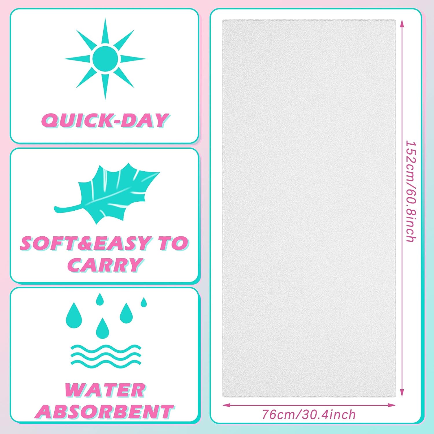 Tatuo Sublimation Blank Beach Towel Sublimation Microfiber Towel Large Beach Bath Towel for DIY Man Woman Home Bathroom (30 x 60 Inch) (Pack of 2)