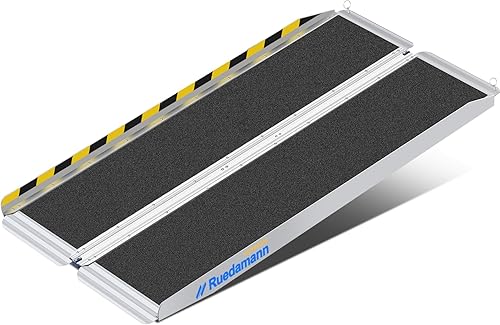 Miniatura 35 de Ruedamann Rampa para silla de ruedas de 2 pies, rampa portátil para silla de ruedas para la entrada del hogar, diseño más ancho, rampas plegables