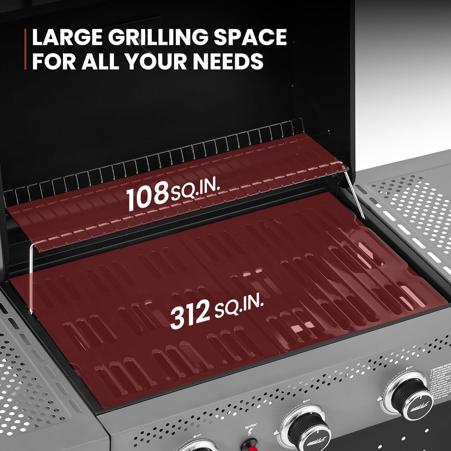 Royal Gourmet GL3001 3-Burner Gas Grill with Pegboard, 420 Sq. In. Cooking Area, 19,500 BTU, Foldable Side Shelves with Hooks, Two Large Wheels, Ideal for Backyard and Patio, Black & Cool Gray