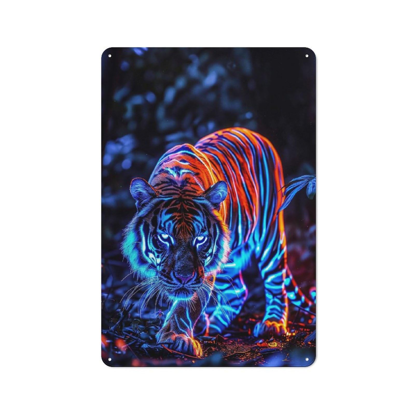 Junmoney Style-6 Neon Tiger Printed Metal Sign 30X20cm For Café Or Home Bar, For Kitchen And Home Bar Decor, For Cafés, Pubs And Restaurants