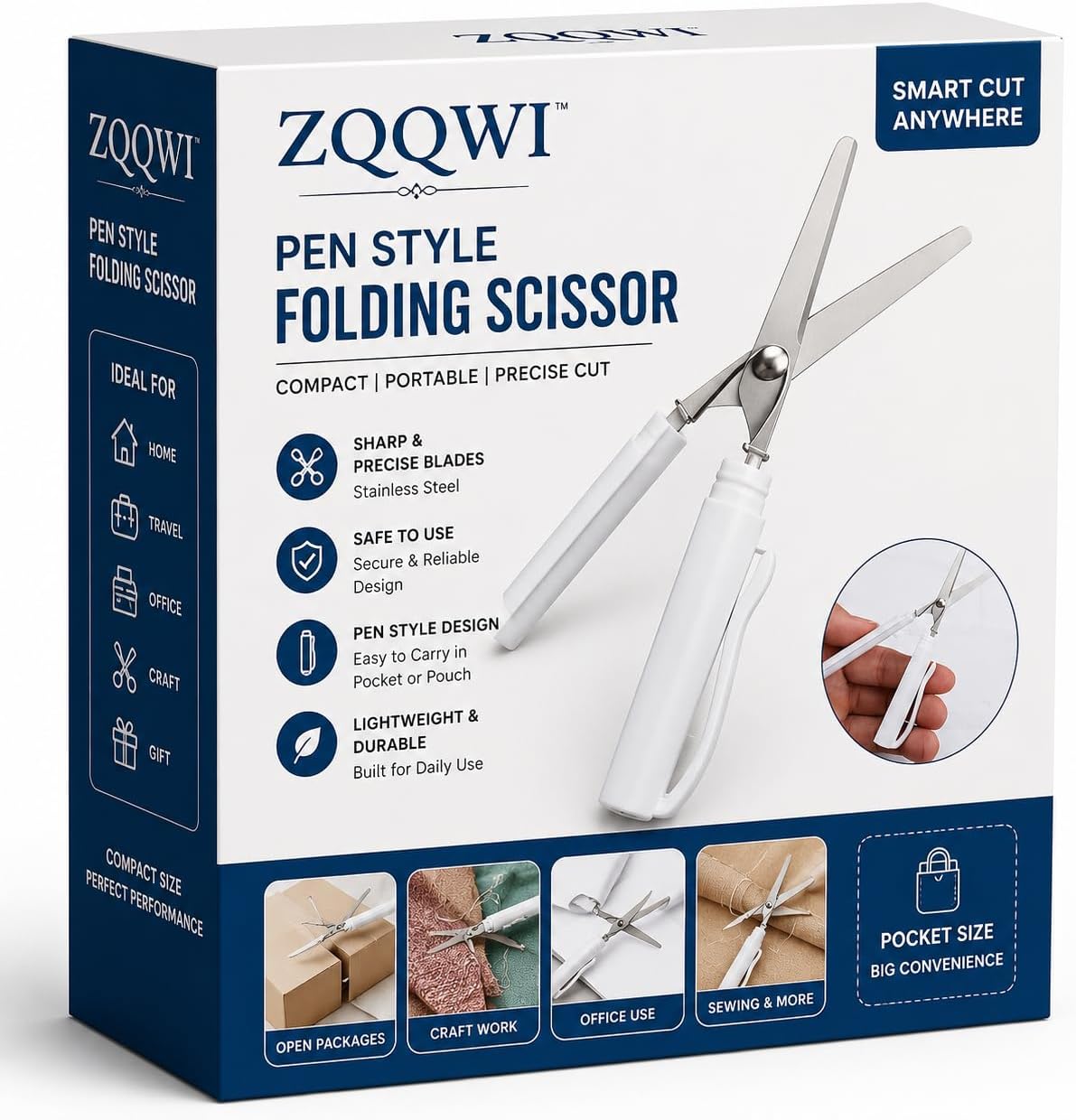 Small Pen Scissors Portable Mini Pocket with Cap Pen Style Safety Scissors for Office, School & Crafts Portable Paper Cutting Scissors