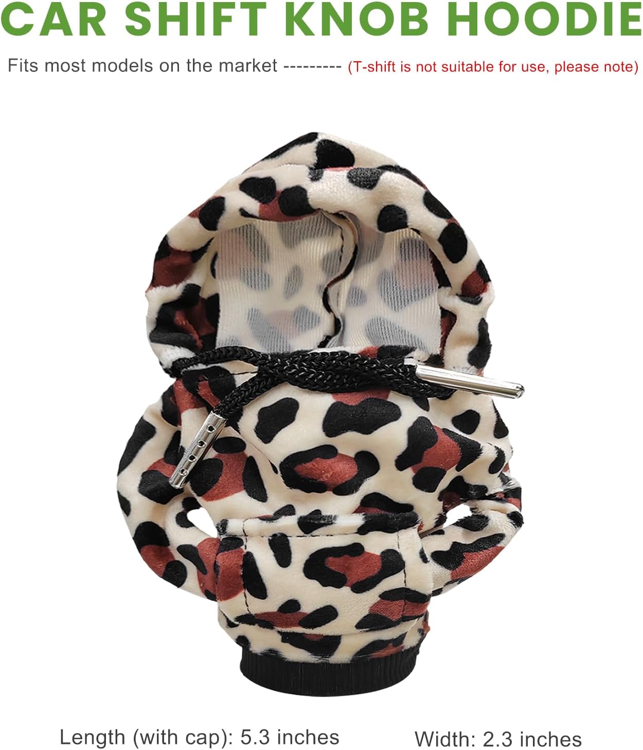 Car Gear Shift Hoodie Cover, Funny Hoodie Winter Warm Protector for Auto Shifter, Mini Gear Shift Knob Cover Fashionable Interior Decoration for Most Vehicles, Car Accessories (Leopard) image 2
