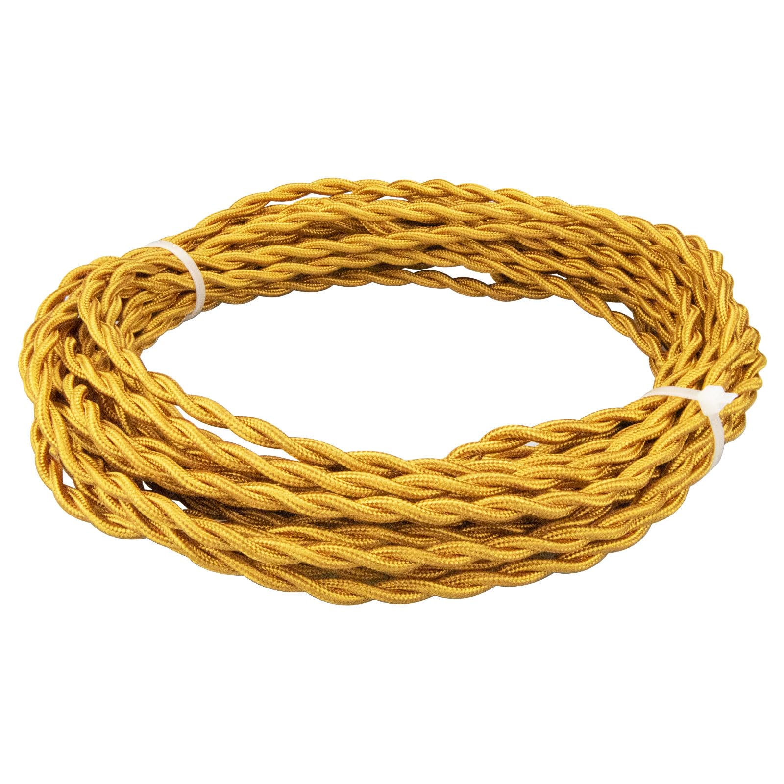 URCIANOW 10M 2x0.75mm 2 core Vintage Styled British Gold Coloured Cloth Covered Braided cable lighting lamp flex Tinned Copper 18gauge Vintage light Cable for DIY Lamps Industrial