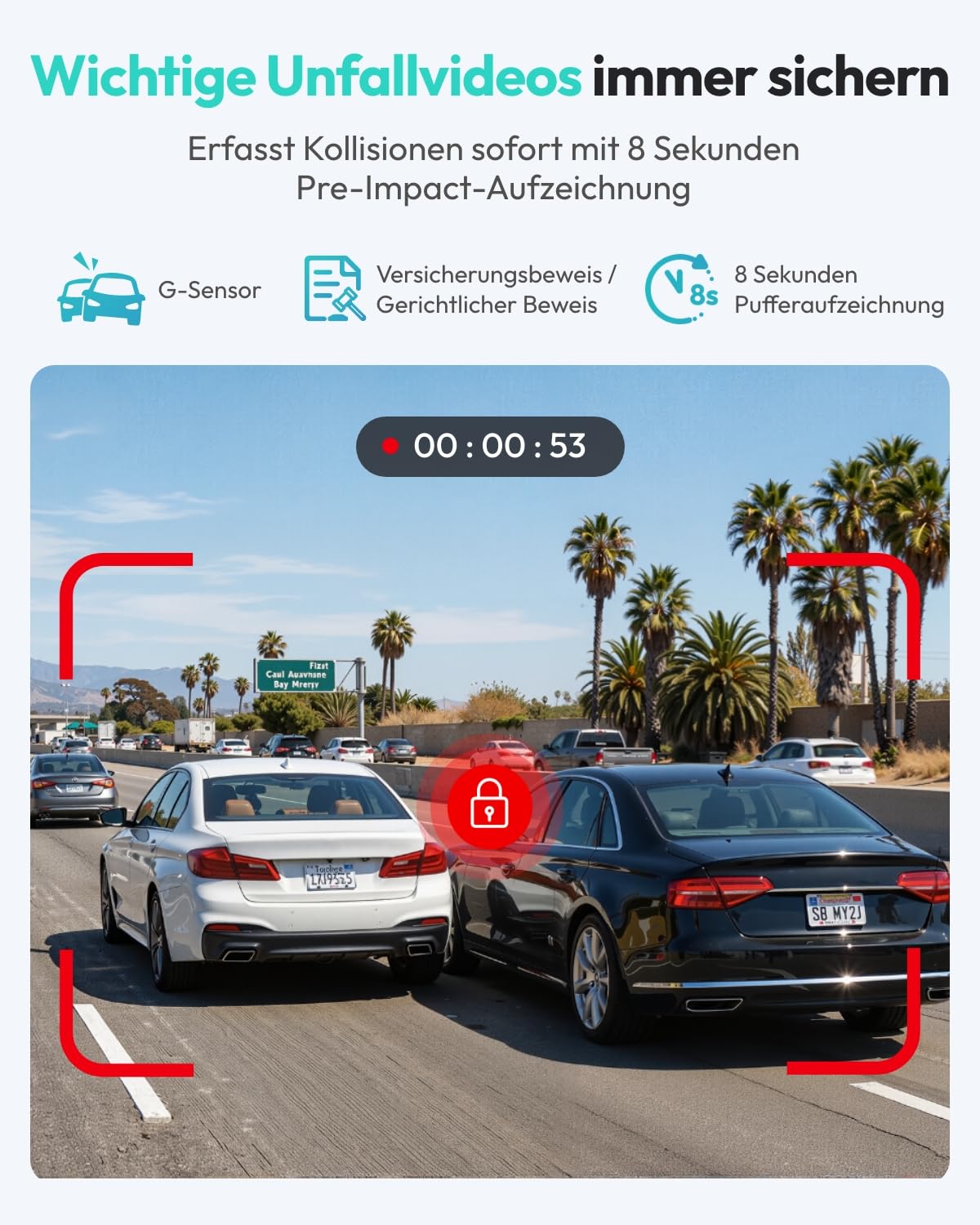 BOTSLAB Dashcam Auto Vorne Innen 4K+1080P Dual Kamera mit Super IR Nachtsicht 3,18" IPS-Touchscreen App & Sprachsteuerung 5,8 GHz Wi-Fi GPS 24/7 Parküberwachung G-Sensor 512 GB Max