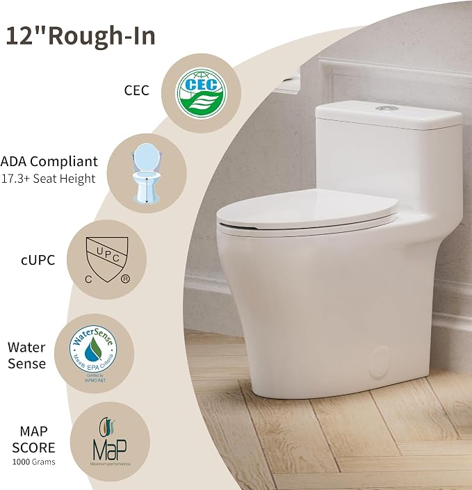 Inodoro compacto una pieza KK KE KING Dual Flush 27x15x26 pulg miniatura 3