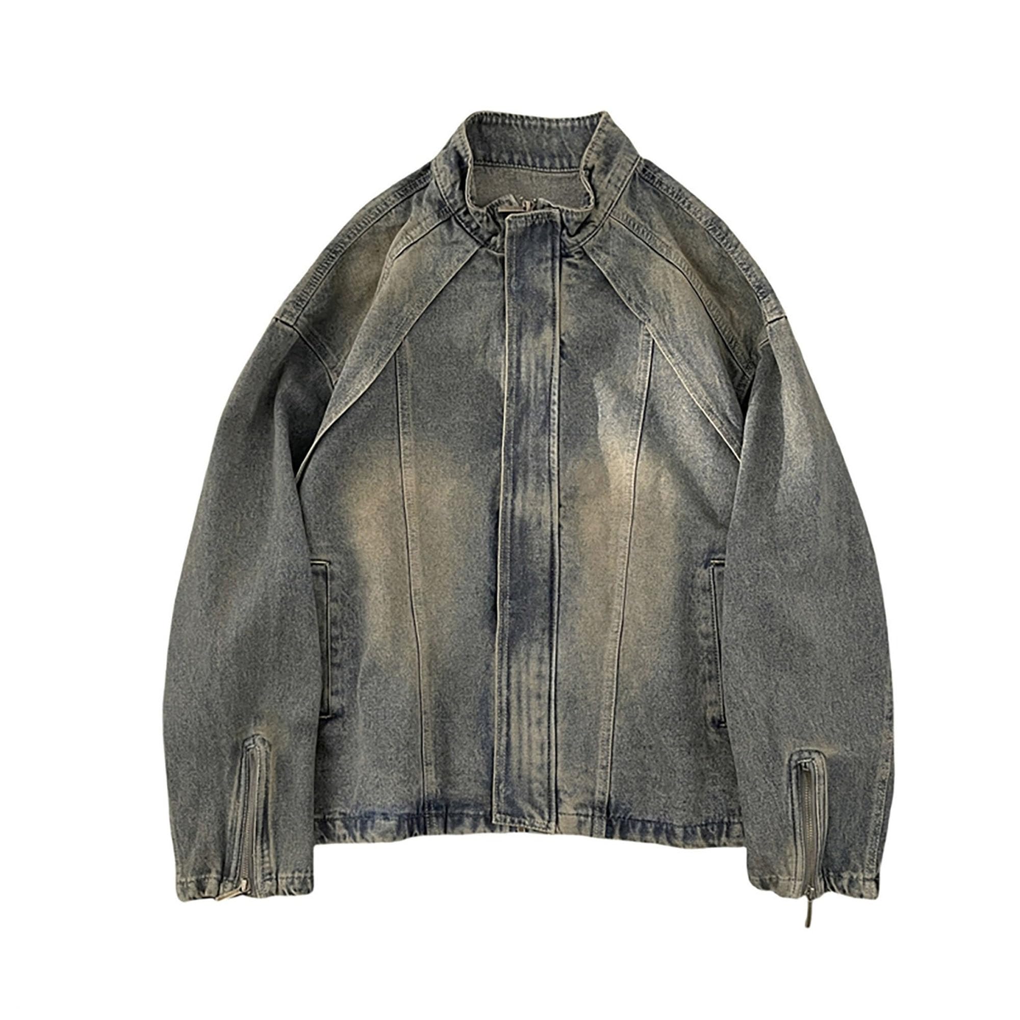 Cappotto oversize da uomo vintage lavato con cerniera