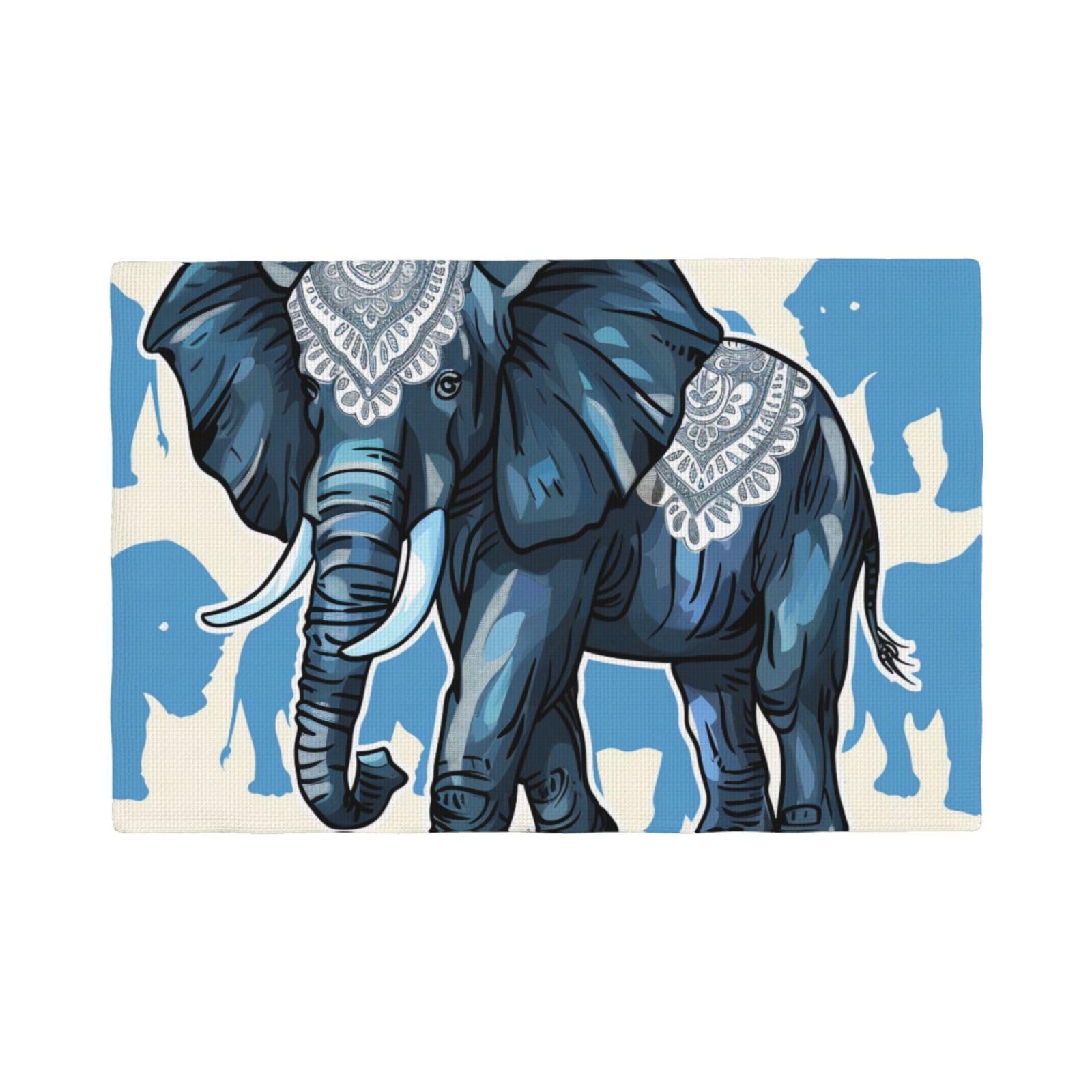 aztec elephant Print Placemats Set, Heat Resistant Washable Placemat 12x18in Table Mats for Party Kitchen Dining Table Decoration Indoor Outdoor, Six Piece