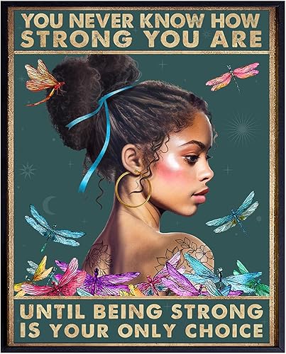 African American Women Motivational poster - Black Girl Wall Art - African Americans Wall Decor - Dragonflies Inspirational Quotes Sayings -