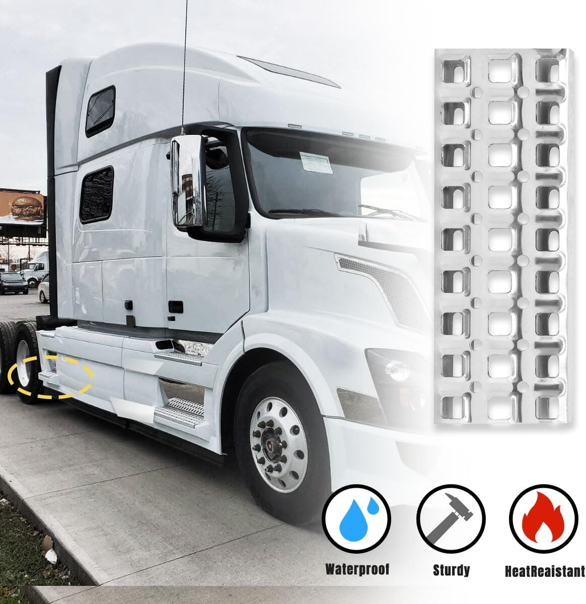 Fairing Aluminum Step Pedal Compatible with Volvo VNL 2015-2017 (VNL Rear Fairing Step Upper, 13.4X5IN(34X12.5CM))