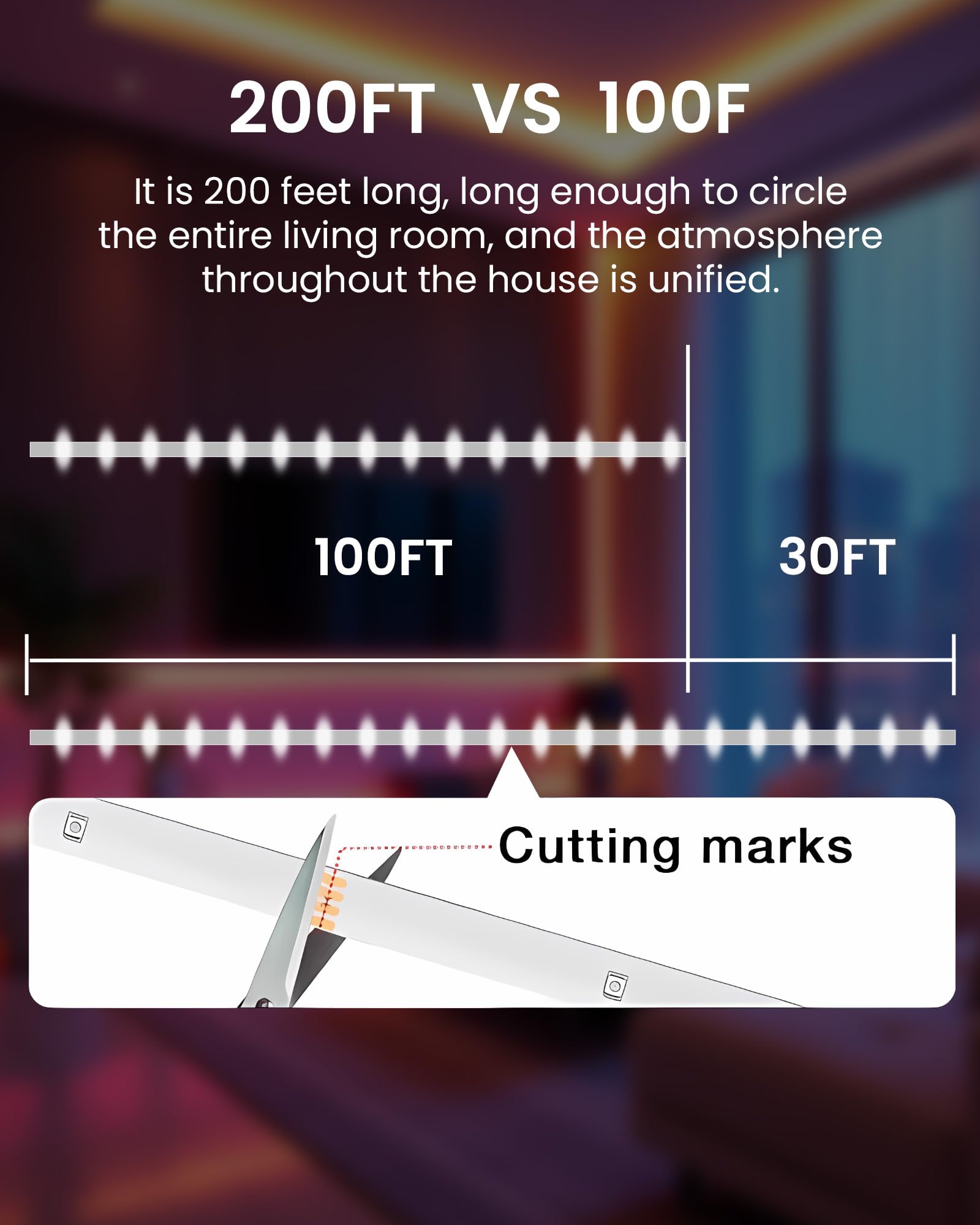 VOLIVO 200M Smart LED Strip Control App-Steuerung Bluetooth RGB Musik Sync für den Innenbereich 12V Mehrfarbig