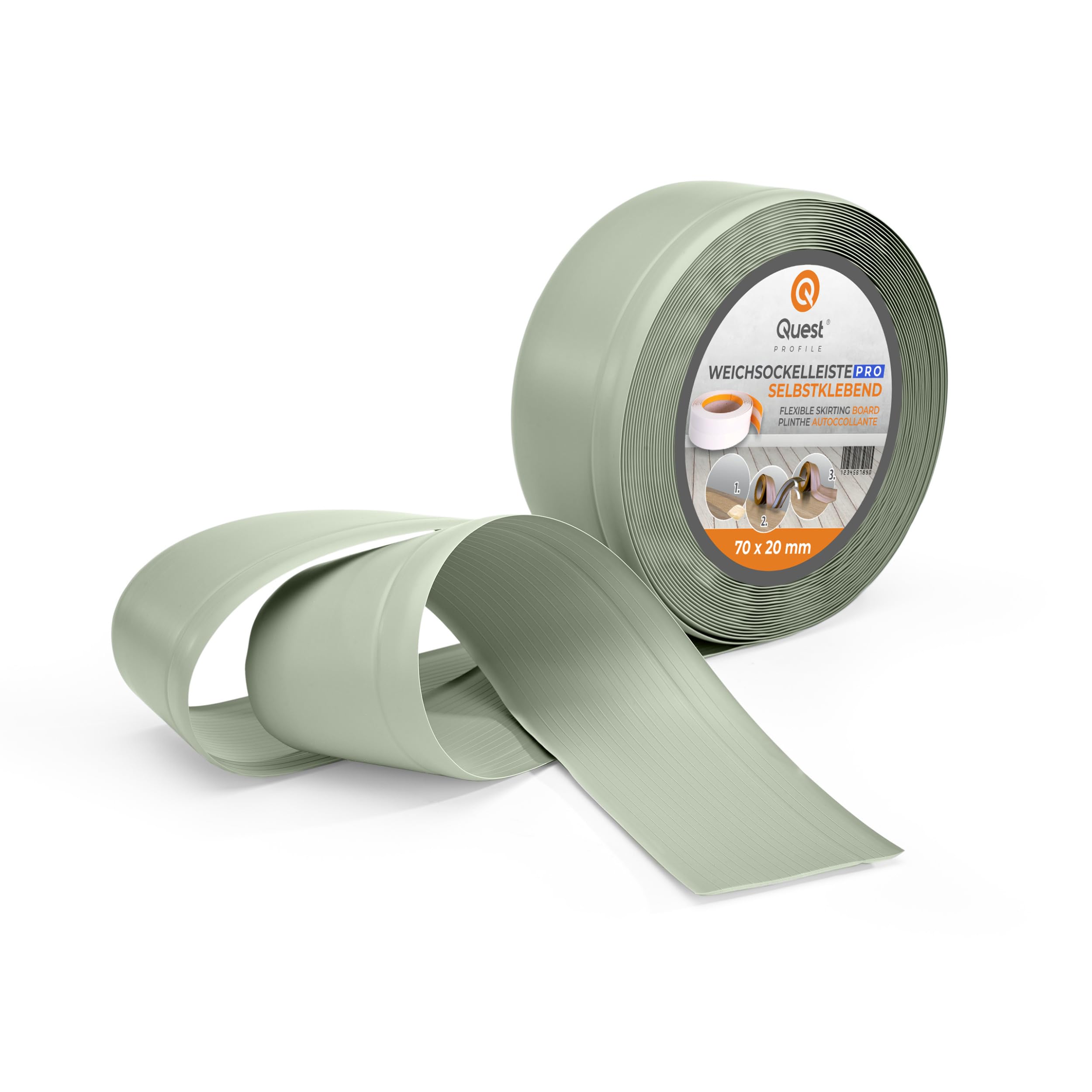 Quest Plinthe Souple PVC 70 x 20 mm Imperméable - Vert clair, 25 m