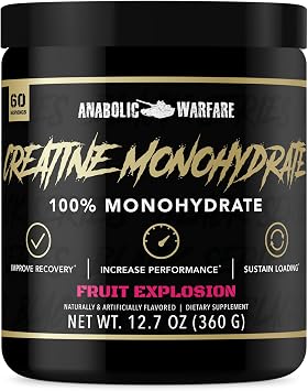 Anabolic Warfare Creatine Monohydrate, Post Workout Recovery, Increase Performance, Sustain Loading, Premium Creatine* Fruit Explosion - 60 Servings
