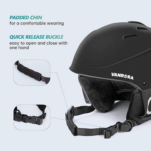 Miniatura 4 de VANRORA Paquete combinado de casco y gafas de esquí, casco de snowboard certificado de seguridad, lentes intercambiables para snowboard