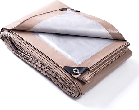GUARD SHIELD Tarp 12x20 Feet Waterproof Tan/Silver Tarps 8Mil Multi Purpose UV Resistant Cover for Outdoor,Camping,Tent,Boats