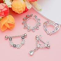 Vista 2 de Hicarer 12 anillos falsos de acero inoxidable para el pecho, incluye 8 anillos de pecho sin perforación y 4 anillos de pecho de imitación