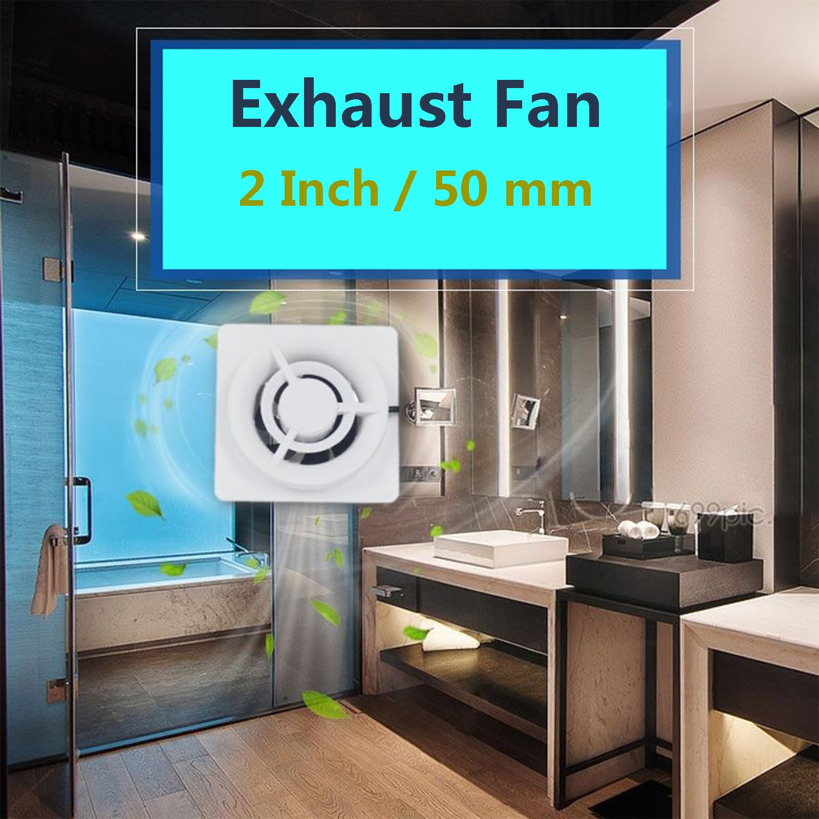 Ventilatore da Bagno con Il governatore 50 mm / 2 Pollici per Bagno e Cucina, Estrattore Aria 2 W, Silenzioso Ventilatore di Scarico, Alta efficienza 25 m3/h, 50mm