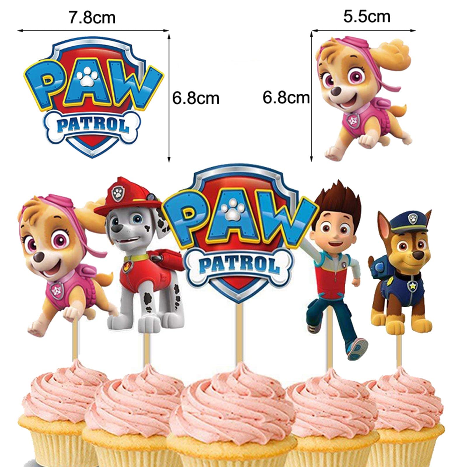 28PCS Paw Patrol Cake Topper,Kid's Cake Topper,Cupcake Topper,Cartoon