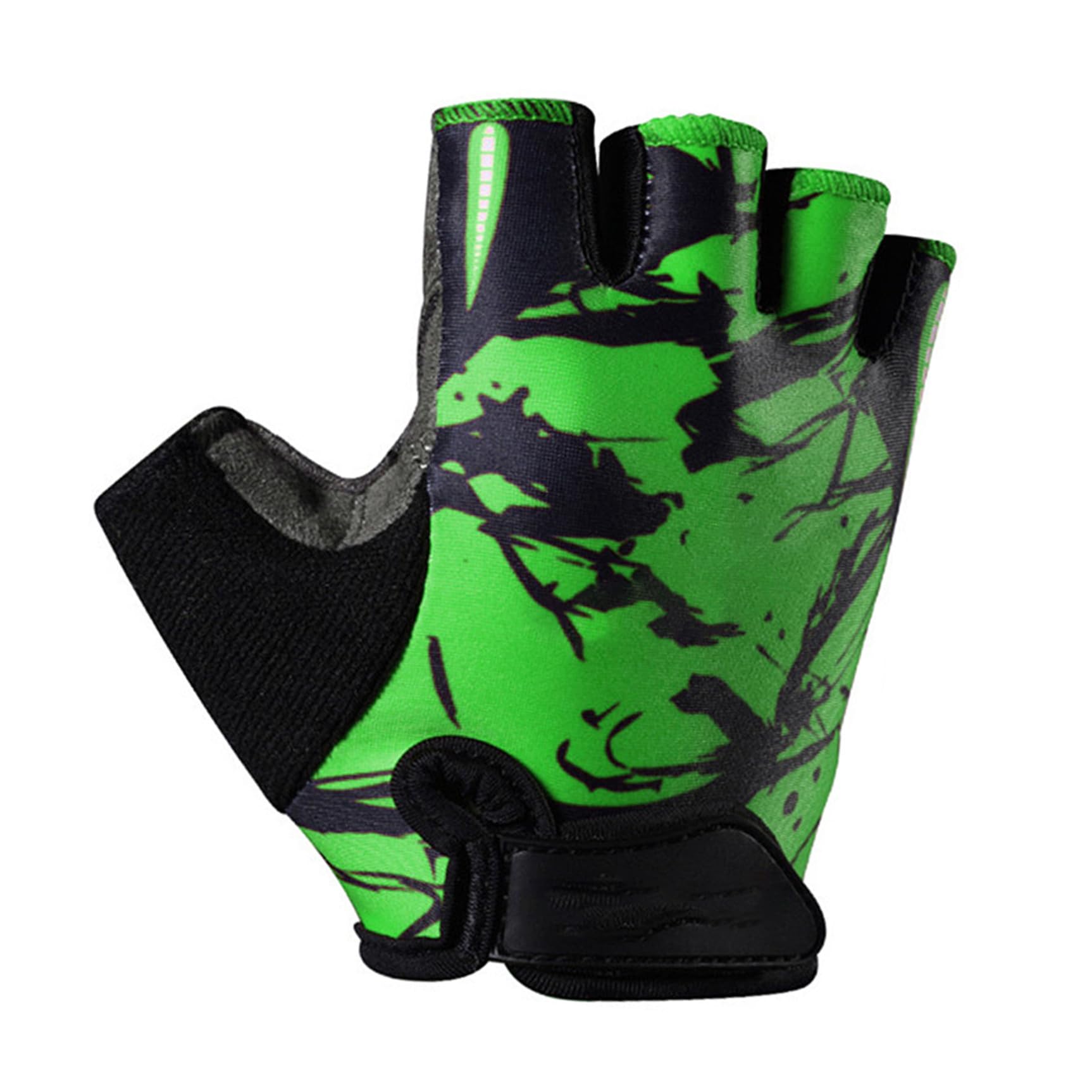 GALPADA 3stücke Kids Outdoor Sport Handschuhe Atmungsaktive Halbfinger Racing Und Workout-Handschuhe Für Junge Mädchen rutschfest Und Stoßdämpfend Grün Totem