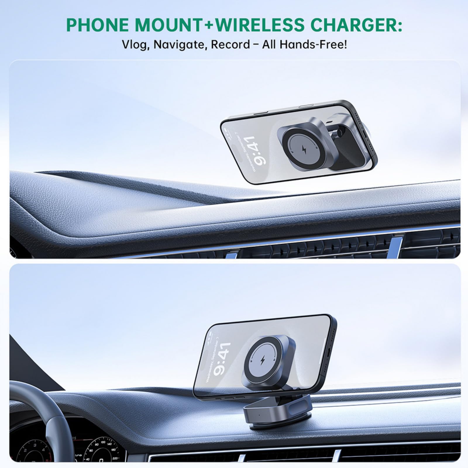 Supporto magnetico pieghevole per telefono da auto, wireless