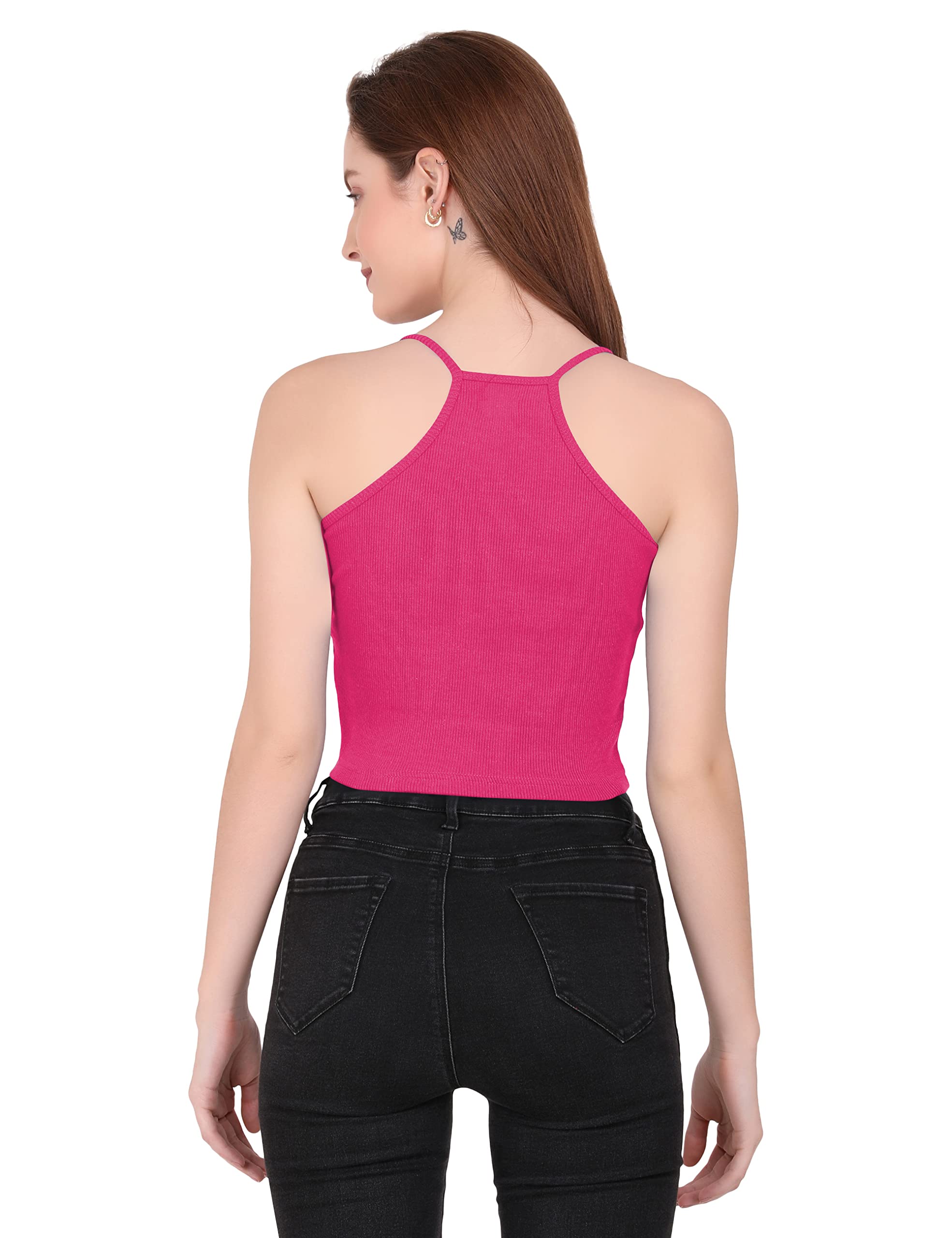 THE BLAZZE 1002 Women's Sleeveless Crop Tops Sexy Strappy Tees